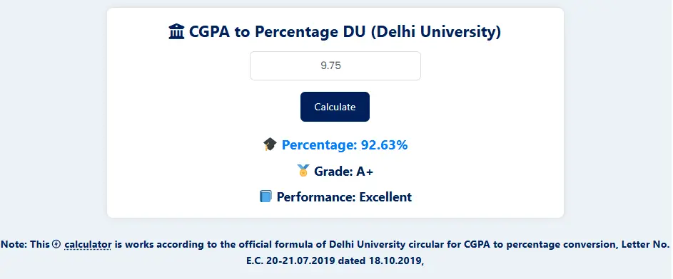 CGPA to Percentage DU Best Delhi University Calculator 2025 3 CGPA to Percentage DU (Delhi University) Calculator