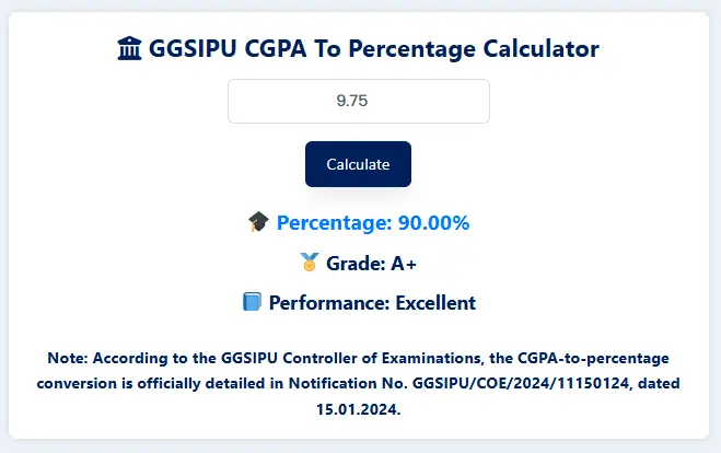 GGSIPU CGPA to Percentage Calculator & Conversion Guide For 2025 3 GGSIPU Percentage Calculator