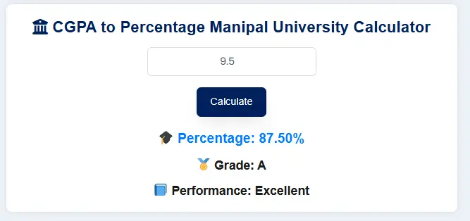 Manipal University CGPA to Percentage Calculator & Conversion Guide 2025 3 CGPA to Percentage Manipal University Calculator